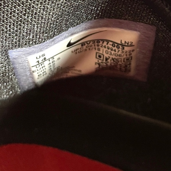 Nike Alpha Menace Elite 2 Flyknit Football Cleats Black Red BV2077-003 Size 14 - Picture 7 of 7